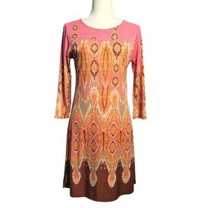 646 Main - Colorful Long Sleeve Sheath Dress - Size S/M